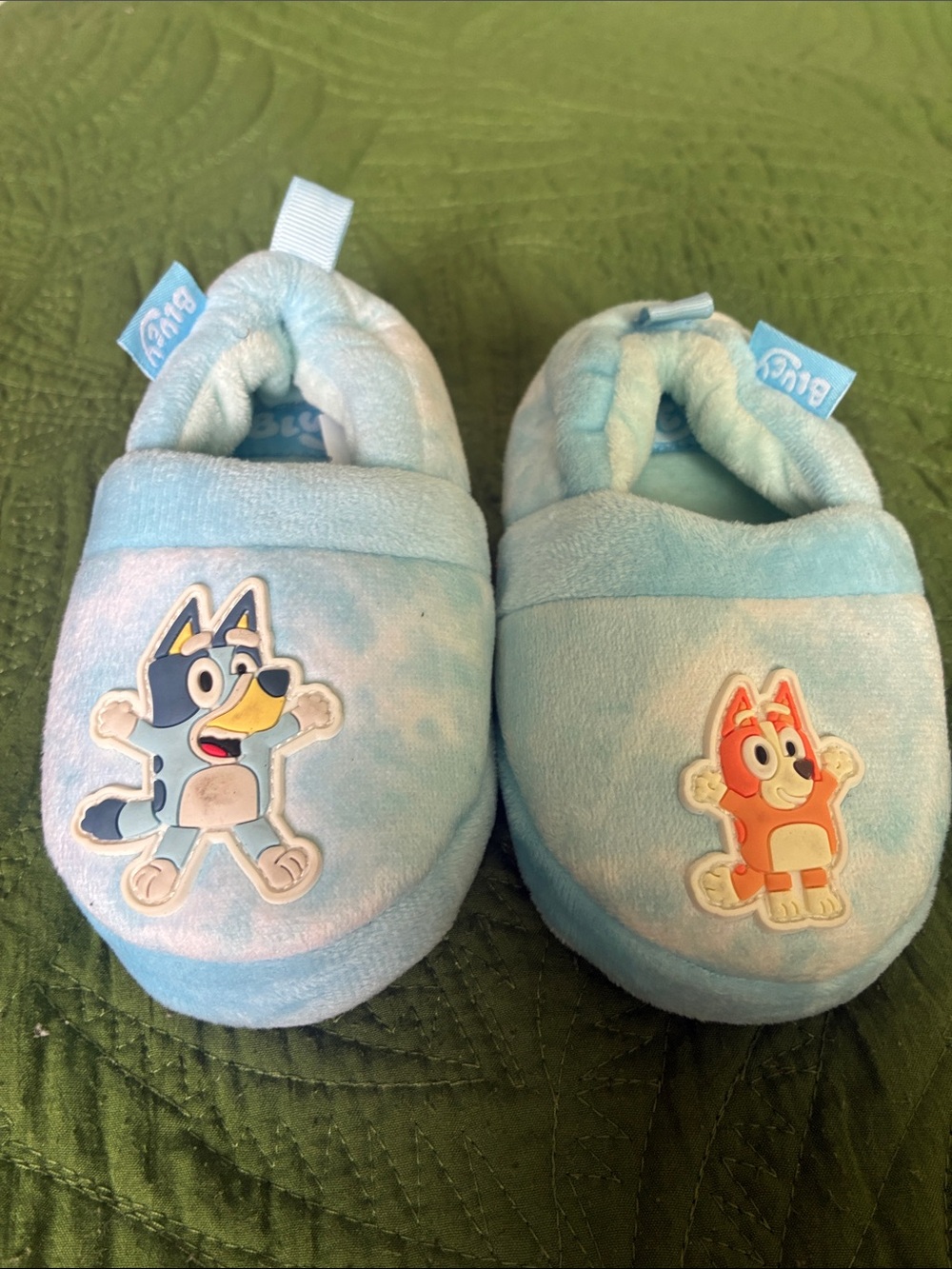 Blue Plush Kids Slippers with Character Appliqués Bluey